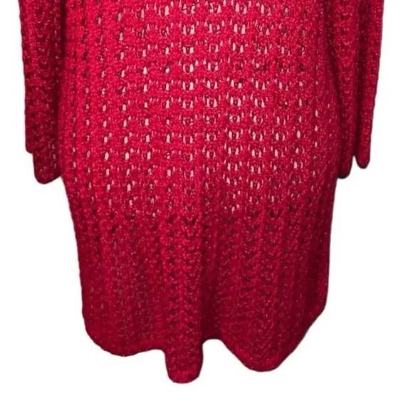 Chicos 2,US Large open knit coral 3/4 Sleeves cottage core pull over sweater  - Picture 5 of 9